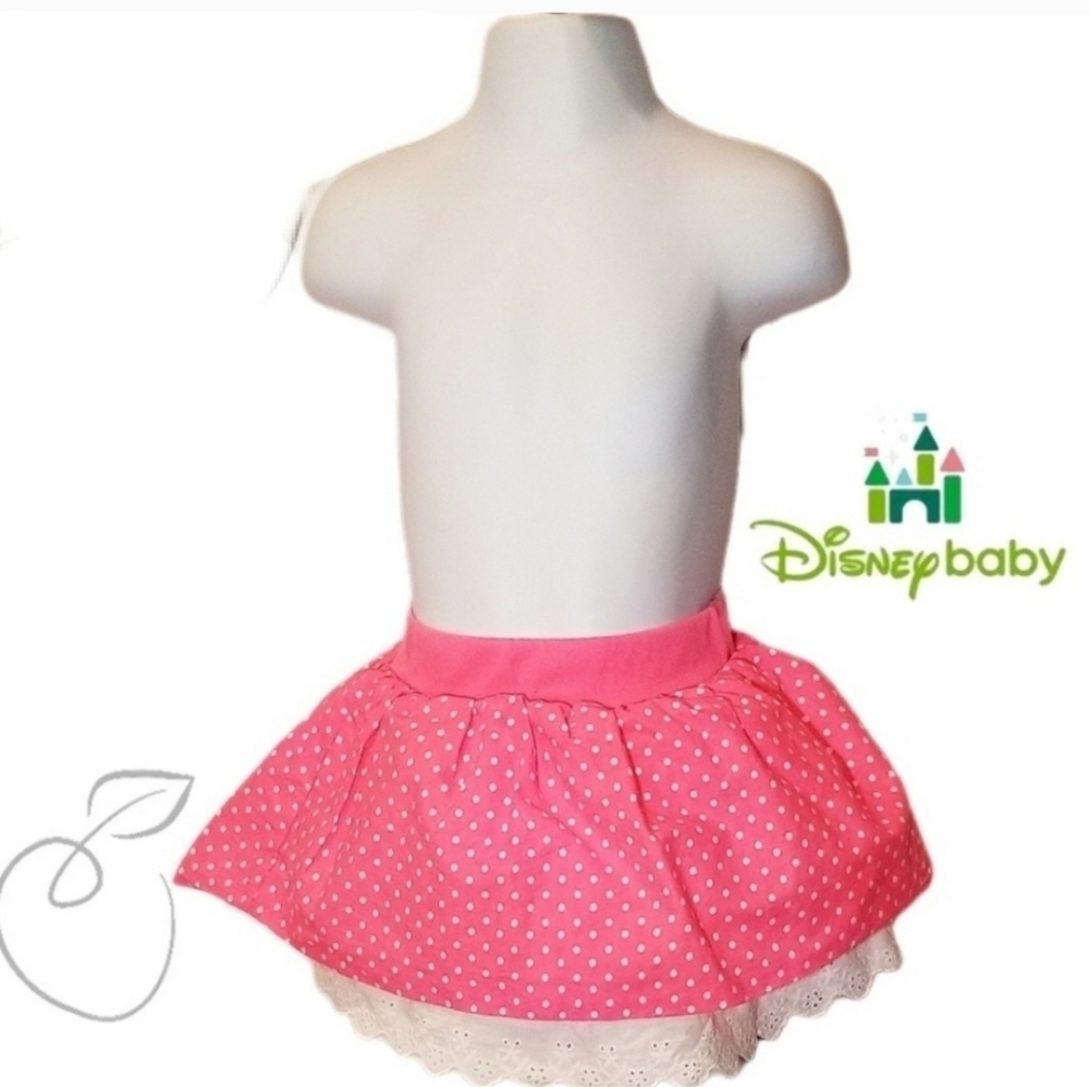 DISNEY BABY EYELET RUFFLE PINK POLKADOT SKORT 12 MOS - Picture 2 of 9